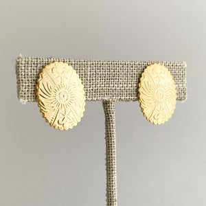PANTHEA gold tone oval clip earrings - 