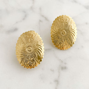 PANTHEA gold tone oval clip earrings - 
