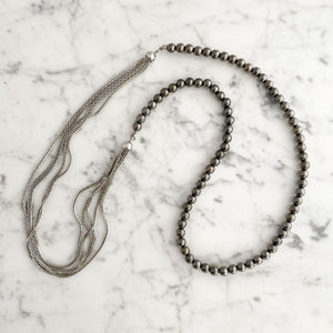 PASCALA long silver and hematite necklace - 