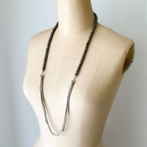 PASCALA long silver and hematite necklace - 