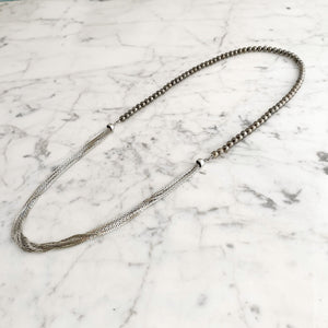 PASCALA long silver and hematite necklace - 