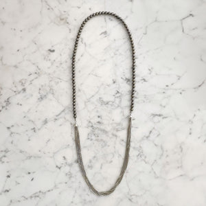 PASCALA long silver and hematite necklace