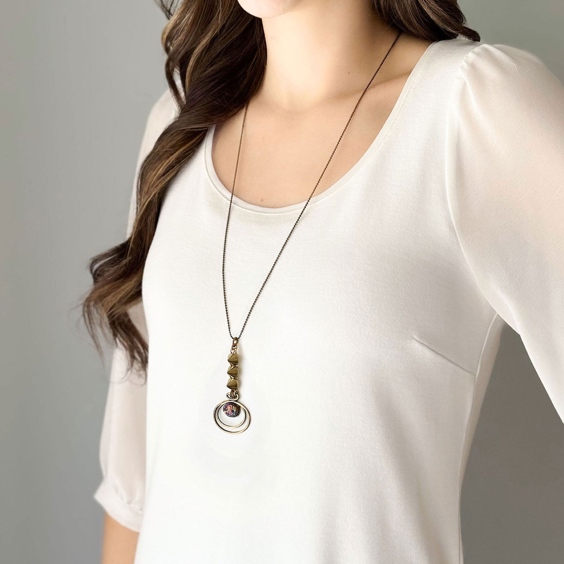 PIA fire opal and bronze pendant necklace-GREEN BIJOU
