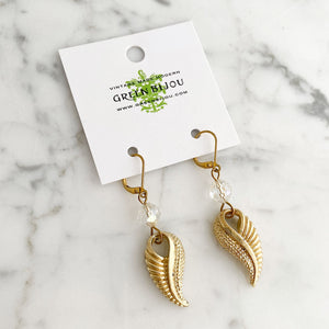 PIPER vintage leaf pendant earrings - 