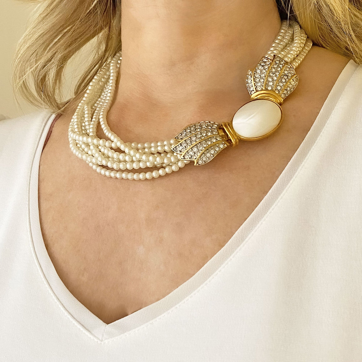 POSEY multi-strand pearl necklace-GREEN BIJOU