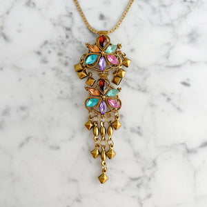 POSEY vintage multi colour crystal necklace and earrings set - 
