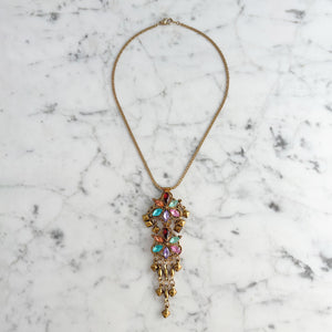 POSEY vintage multi colour crystal necklace and earrings set - 