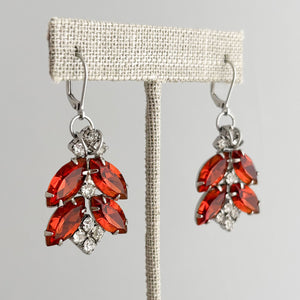 POWELL vintage rhinestone & topaz navette statement earrings - 