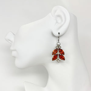 POWELL vintage rhinestone & topaz navette statement earrings - 