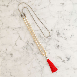 QUESTA pearl and tassel necklace - 