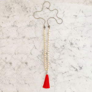 QUESTA pearl and tassel necklace - 
