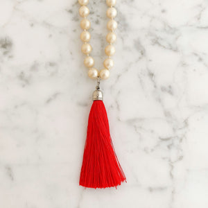 QUESTA pearl and tassel necklace - 