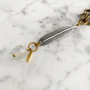 QUINCY silver leaf brass chain bracelet - 