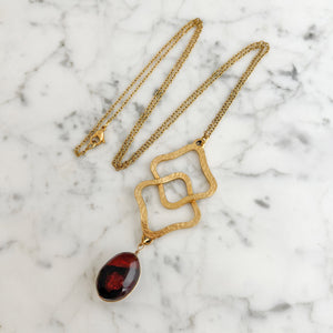 RAFAEL vintage topaz and gold double diamond shaped necklace - 