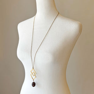 RAFAEL vintage topaz and gold double diamond shaped necklace - 