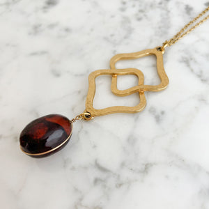 RAFAEL vintage topaz and gold double diamond shaped necklace - 