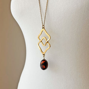 RAFAEL vintage topaz and gold double diamond shaped necklace - 