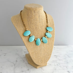 REILLY vintage Monet gold bead and oval turquoise necklace - 