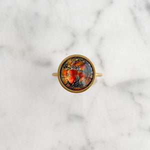 RIXON fire opal cabochon gold cuff ring - 