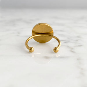 RIXON fire opal cabochon gold cuff ring - 
