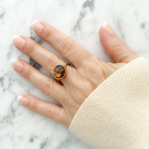 RIXON fire opal cabochon gold cuff ring - 