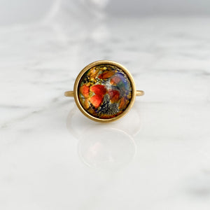 RIXON fire opal cabochon gold cuff ring - 
