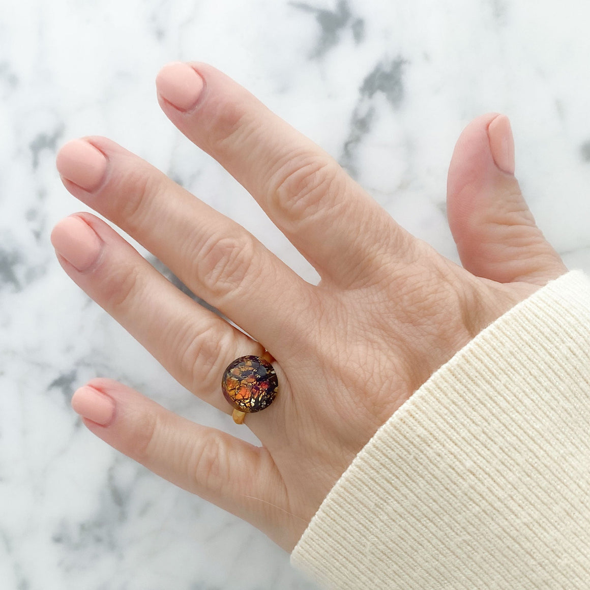 ROLAND gold and fire opal ring