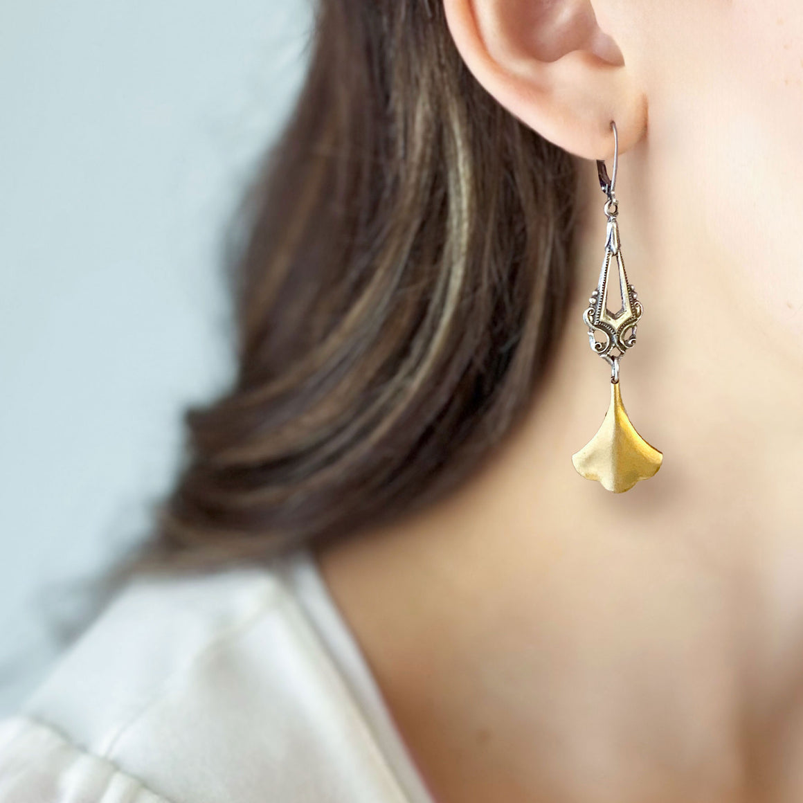 ROSENALL Art Nouveau long earrings-GREEN BIJOU