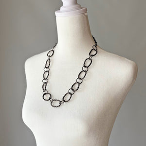 RYAN vintage lightweight gun metal oval mesh link necklace - 
