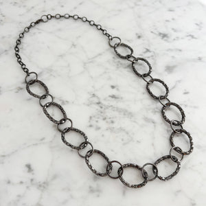 RYAN vintage lightweight gun metal oval mesh link necklace - 