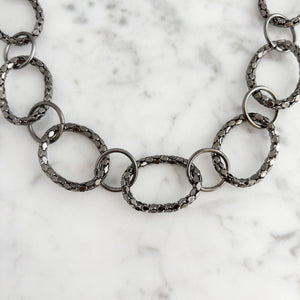 RYAN vintage lightweight gun metal oval mesh link necklace - 