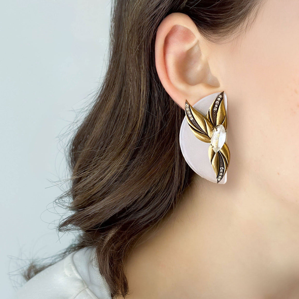 RYDER half moon statement studs-GREEN BIJOU