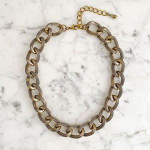 SAMMIE oxidized gold chunky chain necklace - 