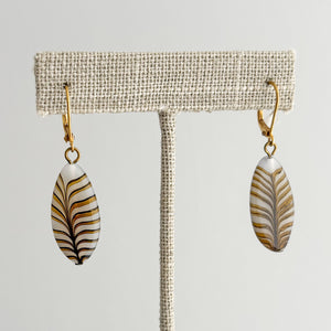 SAMSON vintage hand painted glass leaf dangle earrings - 
