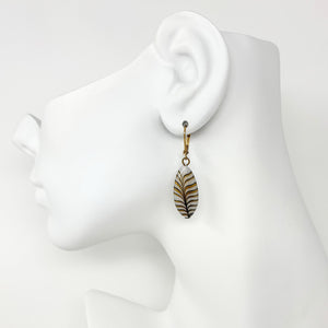 SAMSON vintage hand painted glass leaf dangle earrings - 