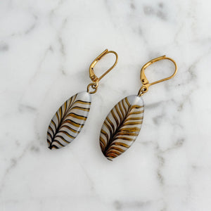 SAMSON vintage hand painted glass leaf dangle earrings - 