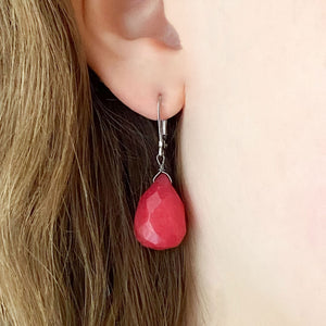 SASHA cherry quartz teardrop earrings - 