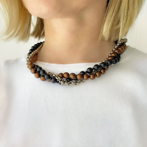 SAUNDRA black and copper pearl necklace - 