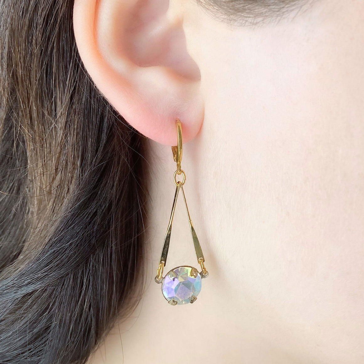 SERENITY Art Deco crystal earrings-GREEN BIJOU