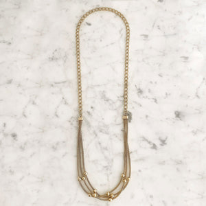 SEYMOUR gold long layered necklace set-GREEN BIJOU