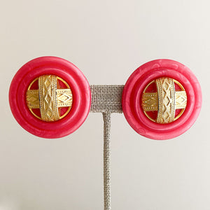 SHARON bright pink statement clip earrings - 