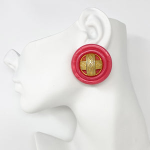 SHARON bright pink statement clip earrings - 