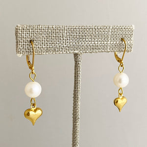 SHILOH pearl and gold heart earrings - 