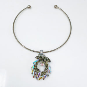 SINGLETON crystal pendant collar necklace - 