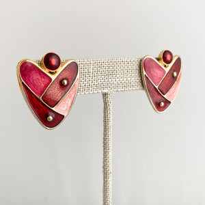 SWANSON 1980's red enamel stud earrings - 