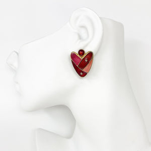 SWANSON 1980's red enamel stud earrings - 