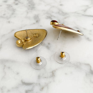 SWANSON 1980's red enamel stud earrings - 