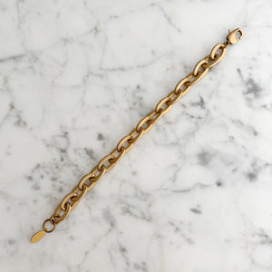 TAMSEN raw brass ridged oval link chain bracelet - 