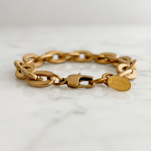 TAMSEN raw brass ridged oval link chain bracelet-GREEN BIJOU