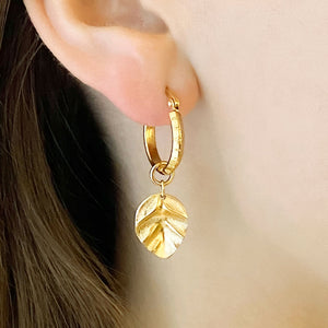 TARYN gold charm hoop earrings - 